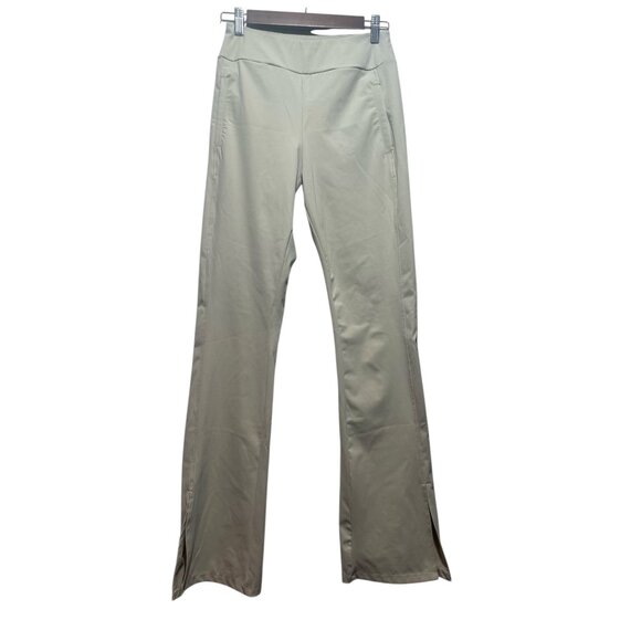 Carbon38 Kick Flare Pants Womens Small Beige High Rise Bootcut Pilates Workout - Picture 2 of 16